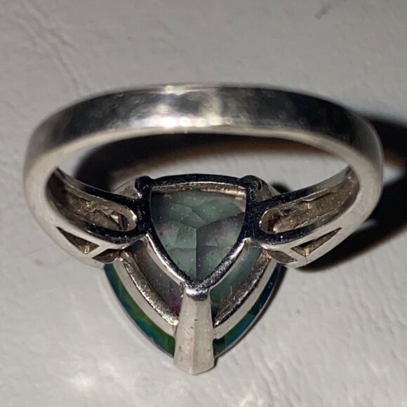 Spinel Trillion Cut Ring Size 6.5 6.91 ct. 14mm Faceted Triangle Sterling Silver - Picture 8 of 16